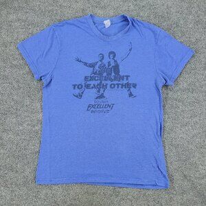 Bill & Ted's Excellent Adventure Shirt Men's Medium Blue Graphic Short Sleeve